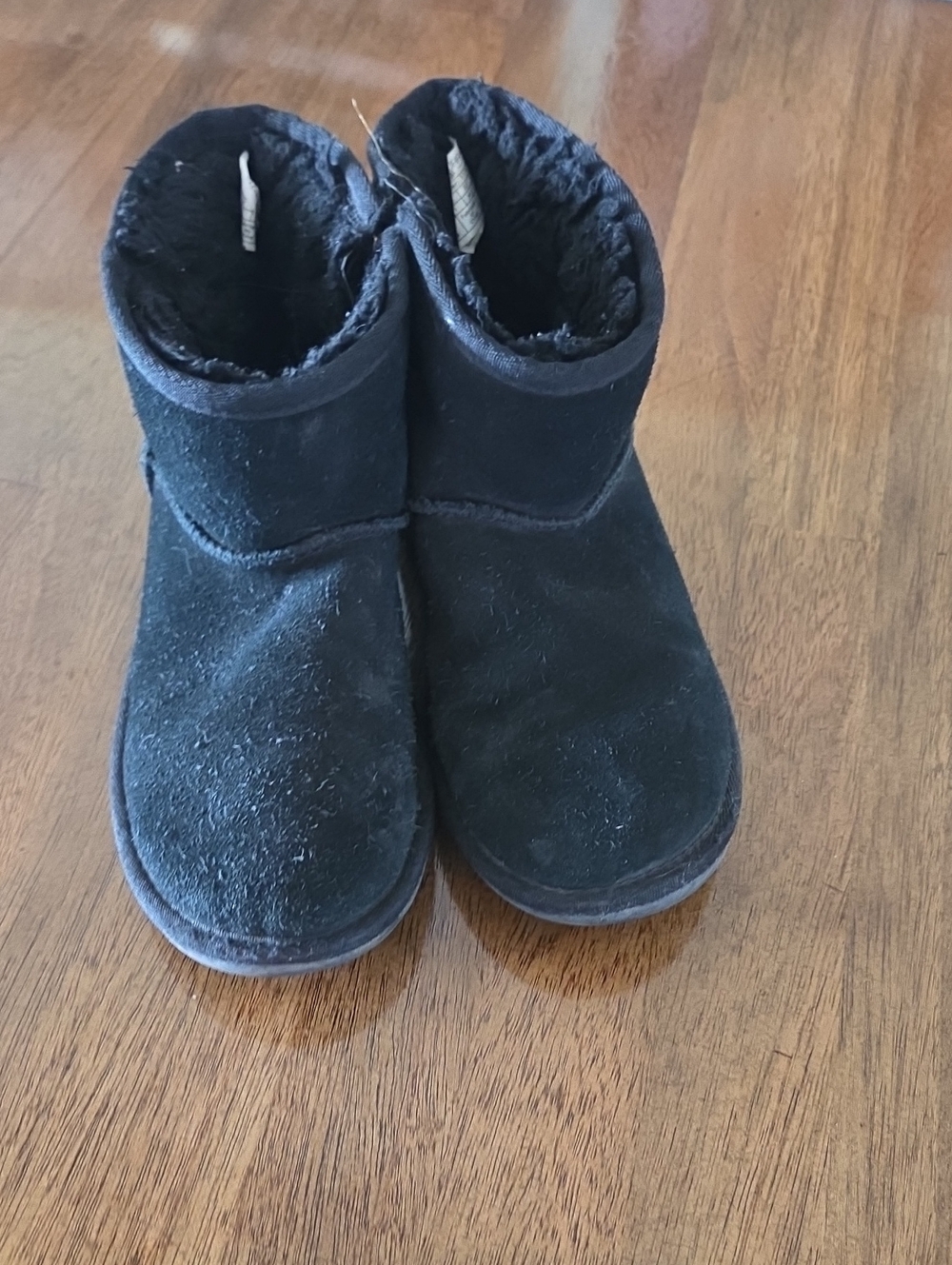 Koolaburra By Ugg Kids Black Suede Faux-Fur Lined Boots